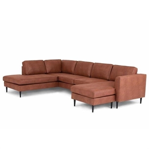 Houston sofa med open end og chaiselong TH - Kentucky cognac - Stærk pris
